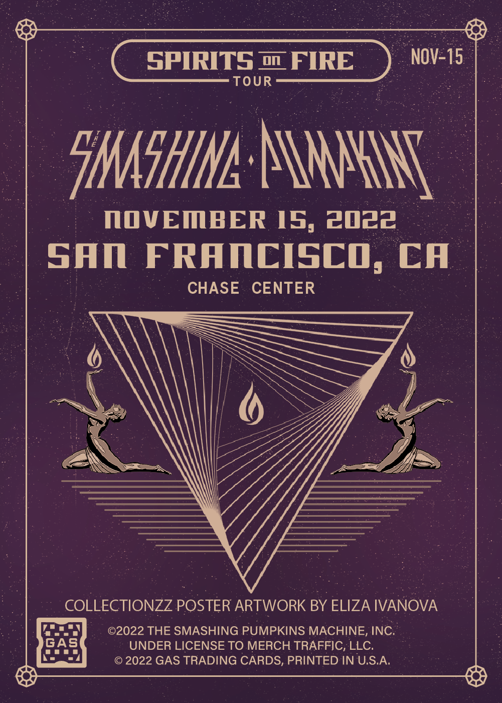 The Smashing Pumpkins San Francisco November 15, 2022 Exclusive GAS Trading Card