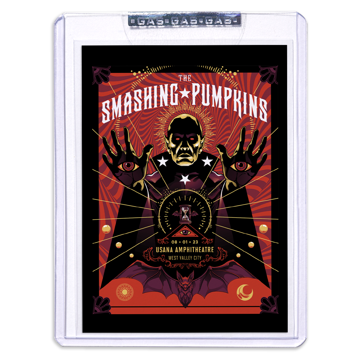 GAS The Smashing Pumpkins August 1, 2023, West Valley City, UT Setlist Trading Card Illustrated by Jack C. Gregory