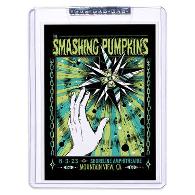 GAS The Smashing Pumpkins August 3, 2023, Mountain View, CA Setlist Trading Card Illustrated by Evangeline Gallagher