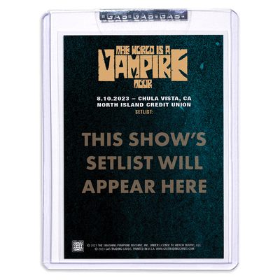 GAS The Smashing Pumpkins August 10, 2023, Chula Vista, CA Setlist Trading Card Illustrated by Simon Marchner