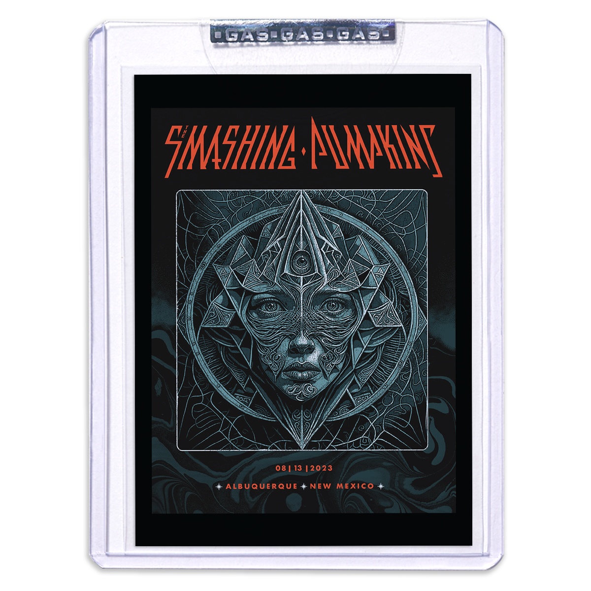 GAS The Smashing Pumpkins August 13, 2023, Albuquerque, NM Setlist Trading Card Illustrated by Dido Peshev