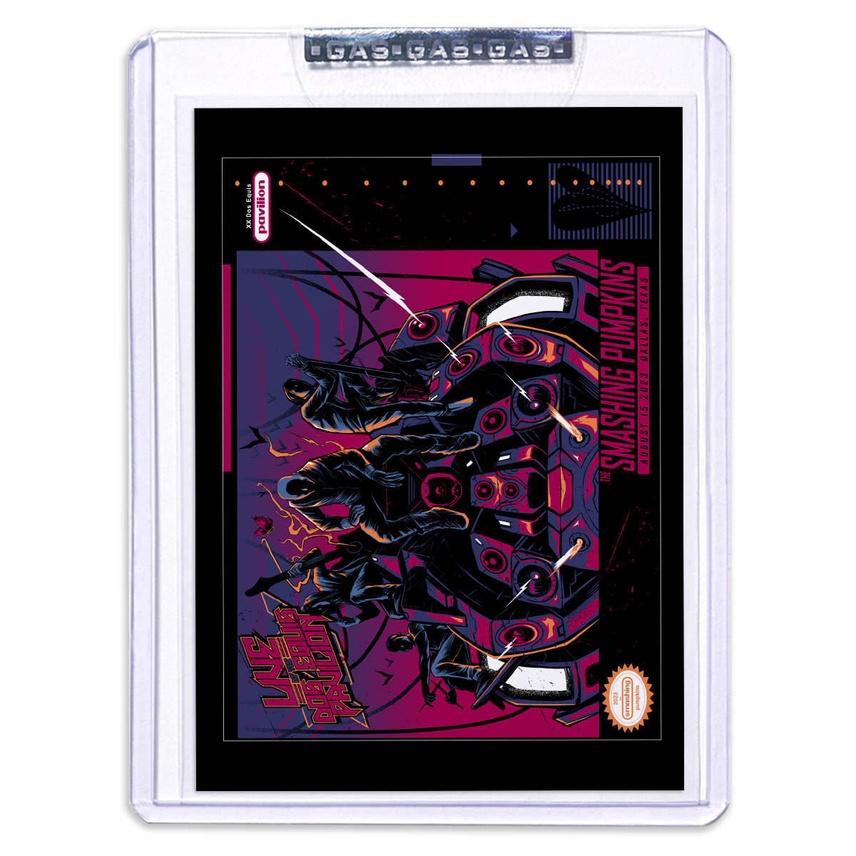 GAS The Smashing Pumpkins August 15, 2023, Dallas, TX Setlist Trading Card Illustrated by Dayne Henry Jr.