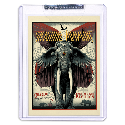 GAS The Smashing Pumpkins August 22, 2023, Charlotte, NC Setlist Trading Card Illustrated by Alex Zablotsky