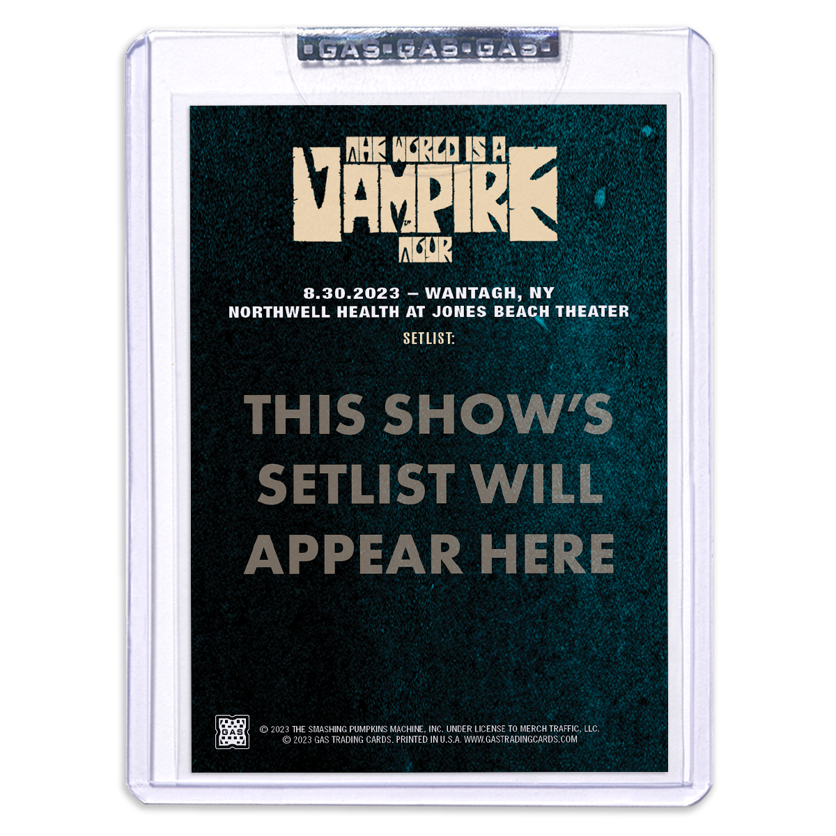 GAS The Smashing Pumpkins August 30, 2023, Wantagh, NY Setlist Trading Card Illustrated by Zi Xu