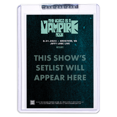 GAS The Smashing Pumpkins August 31, 2023, Bristow, VA Setlist Trading Card Illustrated by Kelly Roman