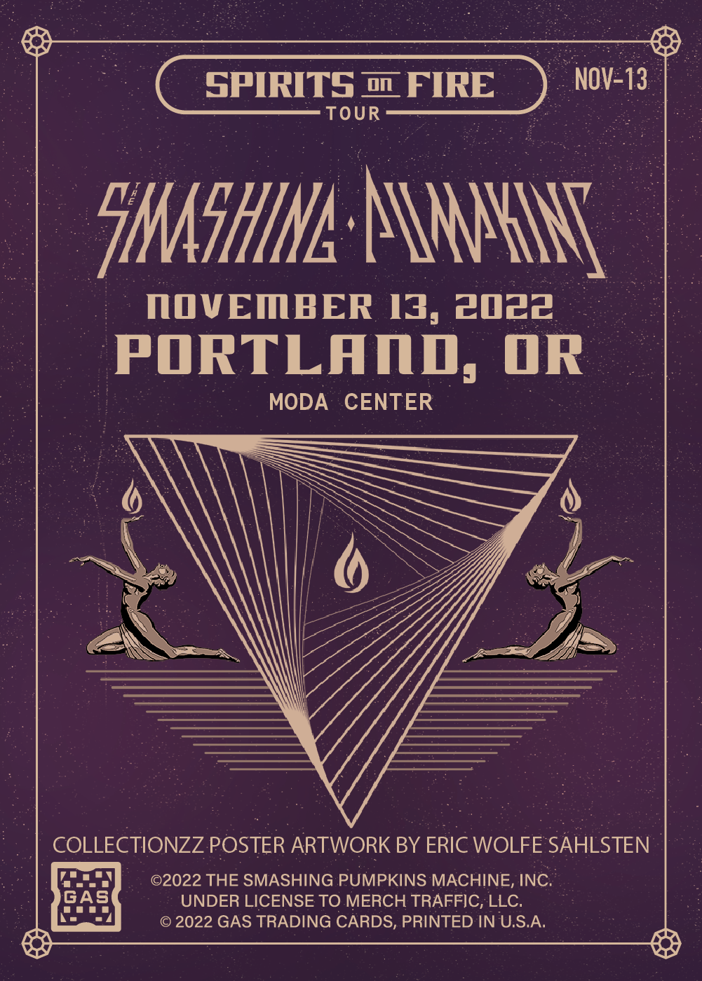 The Smashing Pumpkins Portland November 13, 2022 Exclusive GAS Trading Card