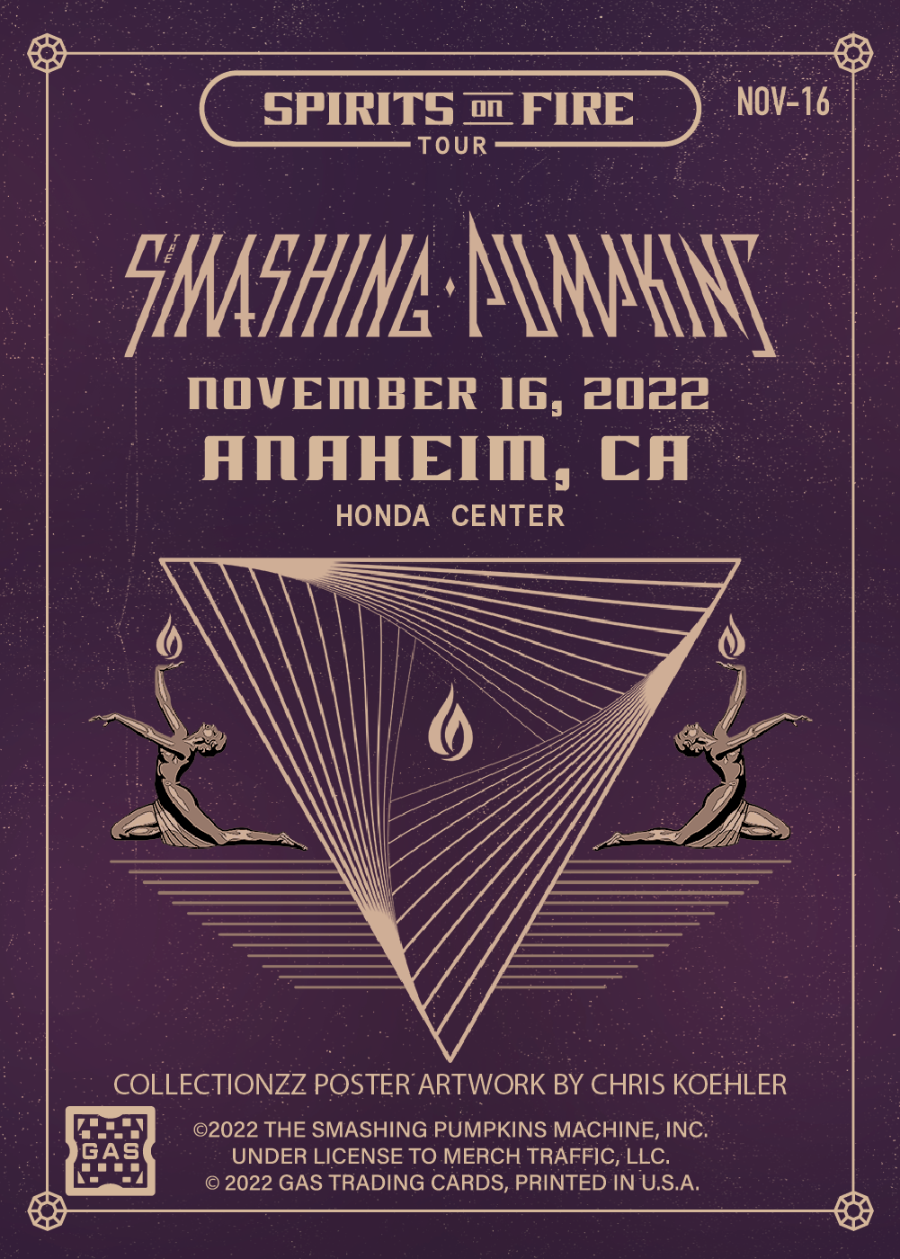 The Smashing Pumpkins Anaheim November 16, 2022 Exclusive GAS Trading Card