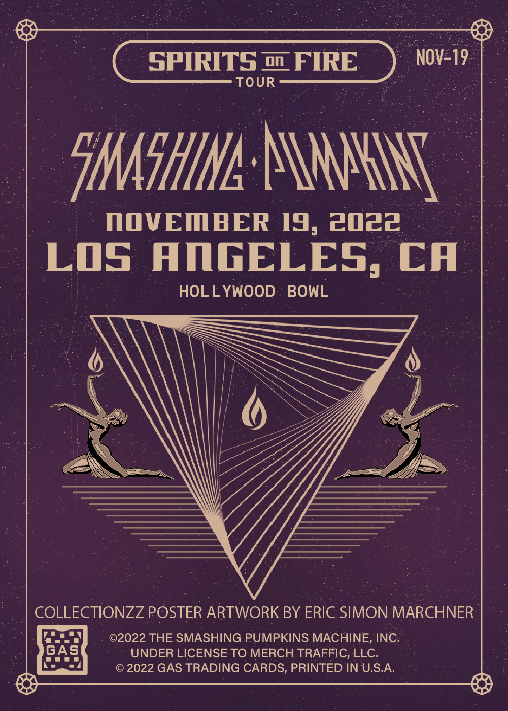 The Smashing Pumpkins Los Angeles November 19, 2022 Exclusive GAS Trading Card