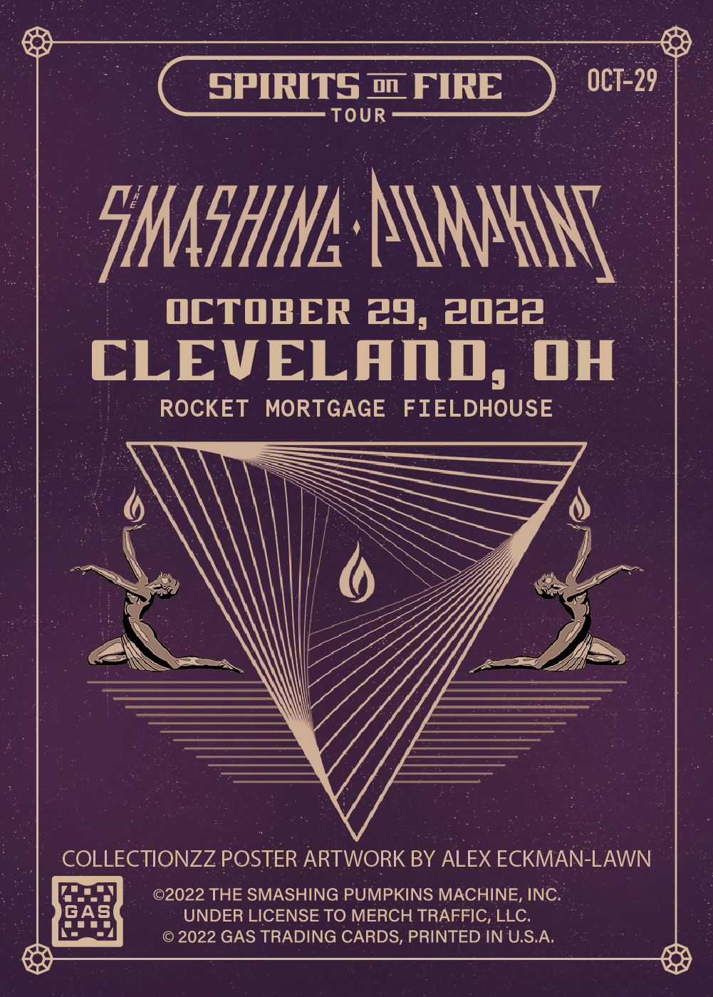 The Smashing Pumpkins Cleveland October 29, 2022 Exclusive GAS Trading Card