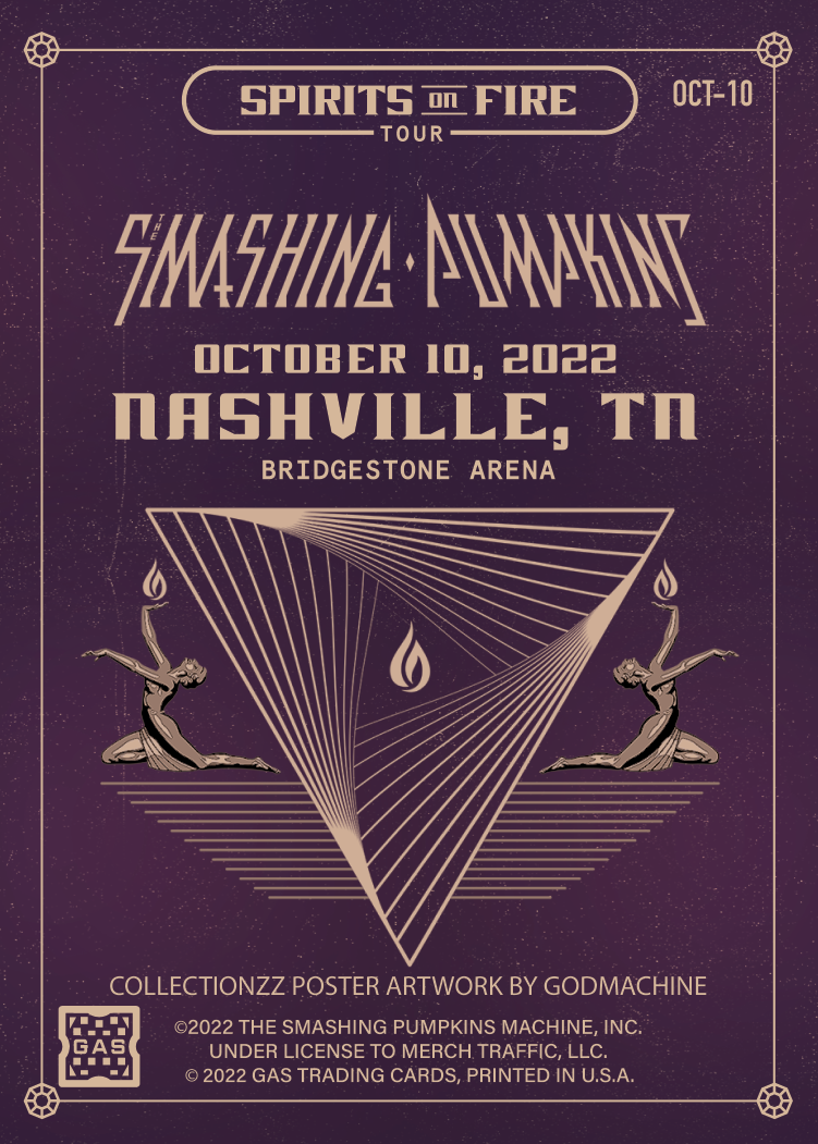 The Smashing Pumpkins Nashville October 10, 2022 Exclusive GAS Trading Card